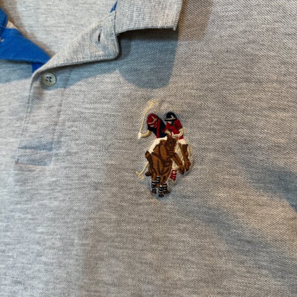 U.S. Polo Assn. Classic Fit Polo Shirt Gray with Embroidered Horsemen Large - Picture 2 of 7